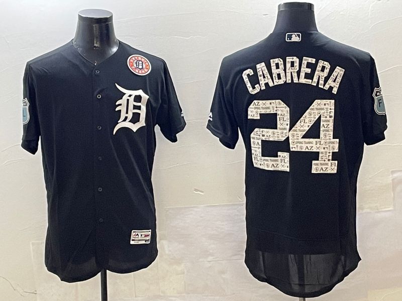 Men Detroit Tigers #24 Cabrera Black Fashion Elite 2025 Nike MLB Jersey style 2
